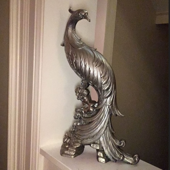 Beautiful Vintage Syroco Wood Metallic Peacocks Pair - Picture 4 of 6